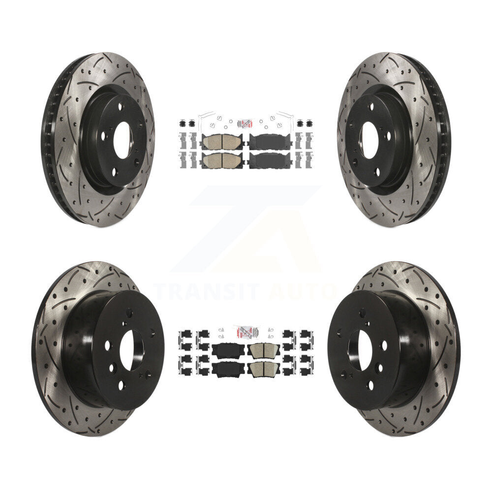 Front Rear Ceramic Pad & Drilled Slot Brake Rotor Kit For Toyota Camry Lexus ES350 Avalon KDA-101739