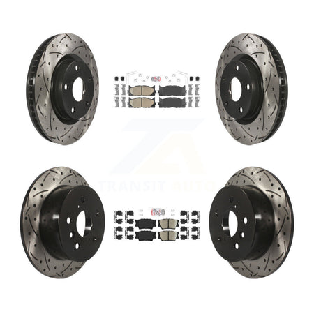 Front Rear Ceramic Pad & Drilled Slot Brake Rotor Kit For Toyota Camry Lexus ES350 Avalon KDA-101739