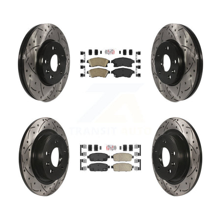 Front Rear Ceramic Pad & Coated Drilled Slotted Disc Brake Rotors Kit For Chevrolet Cruze KDA-101744