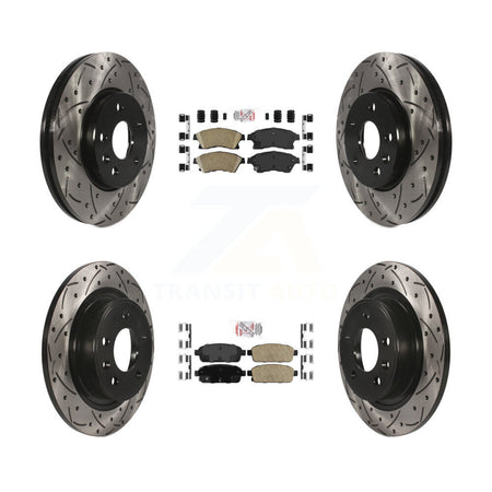 Front Rear Ceramic Pad & Coated Drilled Slotted Disc Brake Rotors Kit For Chevrolet Cruze KDA-101745