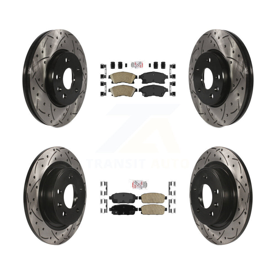 Front Rear Ceramic Pad & Coated Drilled Slotted Disc Brake Rotors Kit For Chevrolet Cruze KDA-101745
