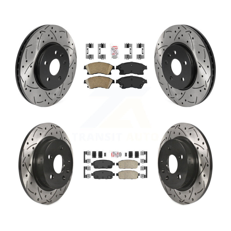 Front Rear Ceramic Pad Drilled Slot Disc Brake Rotor Kit For 2013-2014 Chevrolet Sonic RS KDA-101746