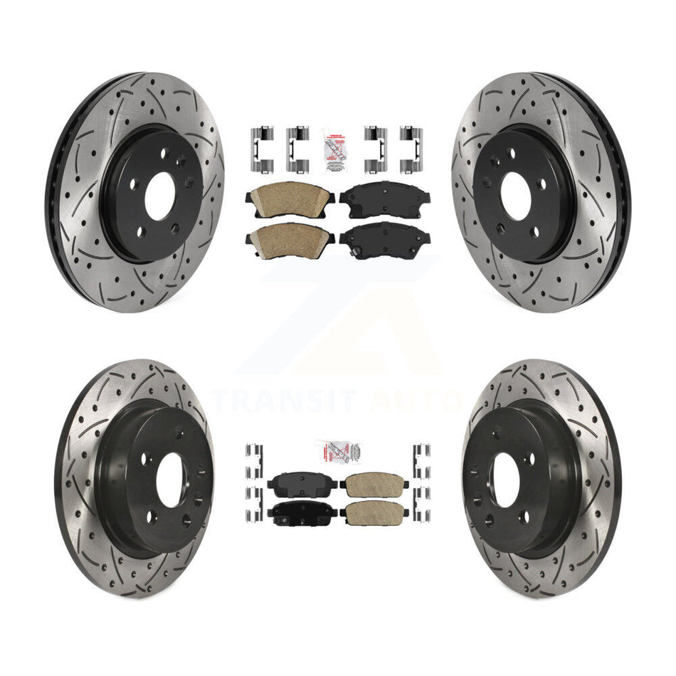 Front Rear Ceramic Pad Drilled Slot Disc Brake Rotor Kit For 2013-2014 Chevrolet Sonic RS KDA-101747