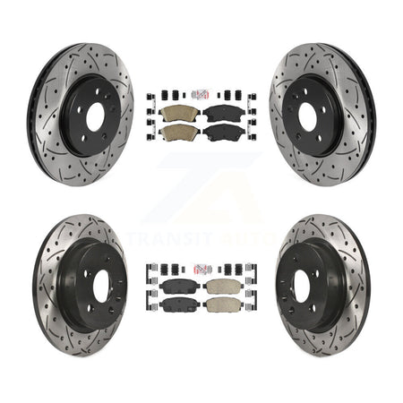 Front Rear Ceramic Pad Drilled Slot Disc Brake Rotor Kit For 2013-2014 Chevrolet Sonic RS KDA-101748