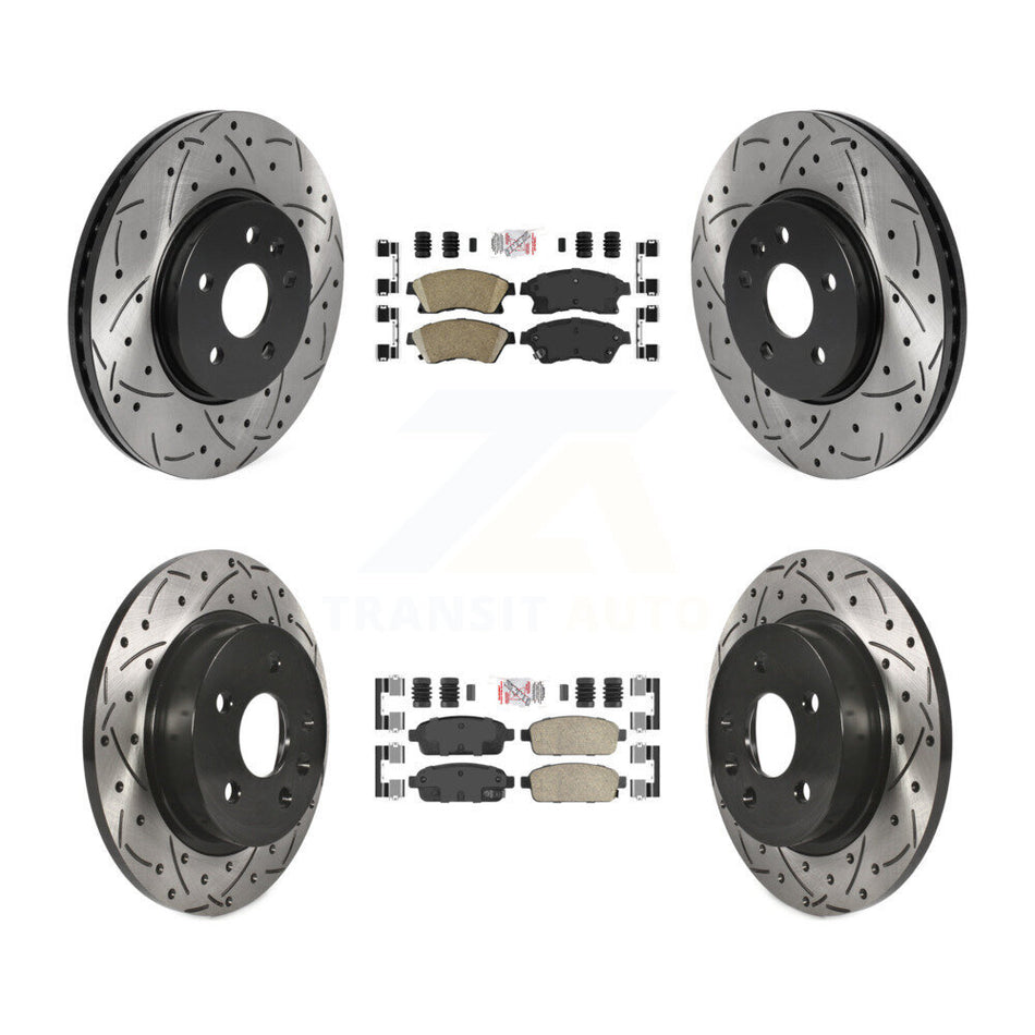Front Rear Ceramic Pad Drilled Slot Disc Brake Rotor Kit For 2013-2014 Chevrolet Sonic RS KDA-101748
