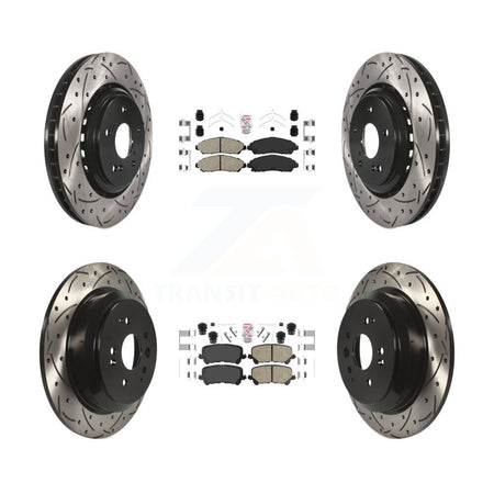 Front Rear Ceramic Pad & Coated Drilled Slot Disc Brake Rotor Kit For 2014-2016 Acura MDX KDA-101751