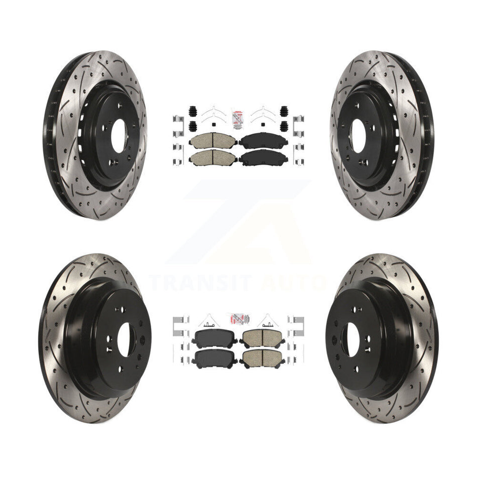 Front Rear Ceramic Pad & Coated Drilled Slot Disc Brake Rotor Kit For 2014-2016 Acura MDX KDA-101752
