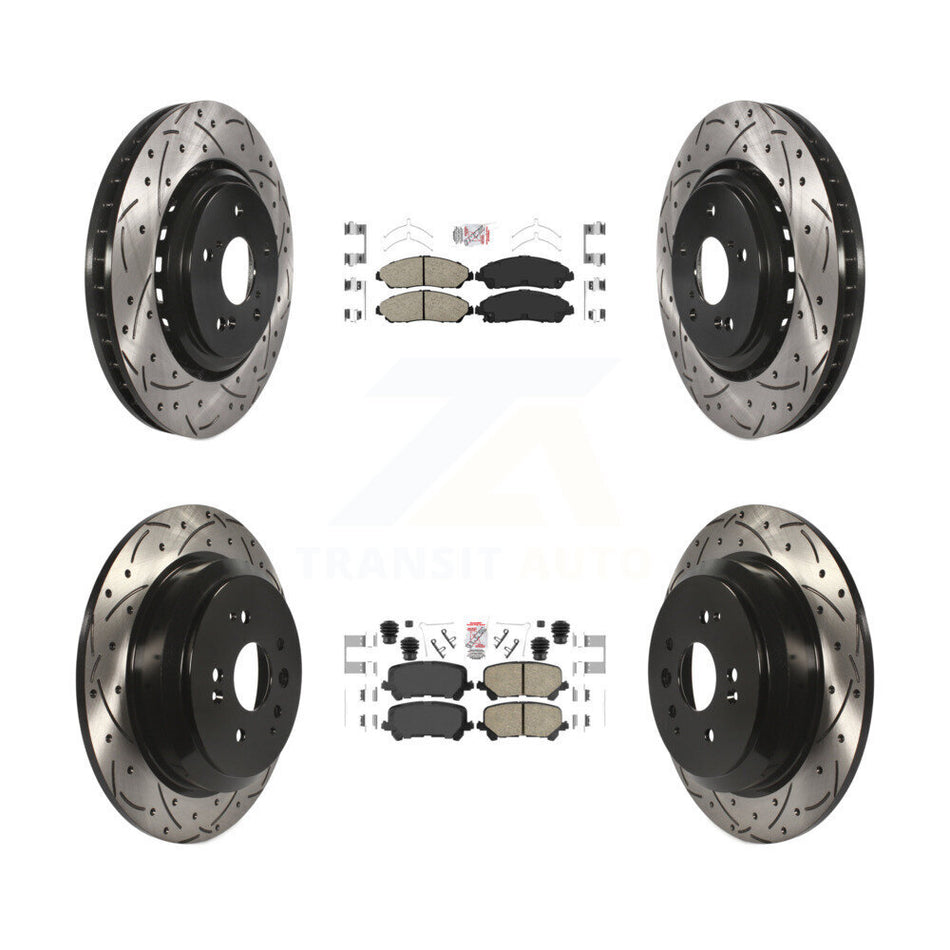 Front Rear Ceramic Pad & Coated Drilled Slot Disc Brake Rotor Kit For 2014-2016 Acura MDX KDA-101753