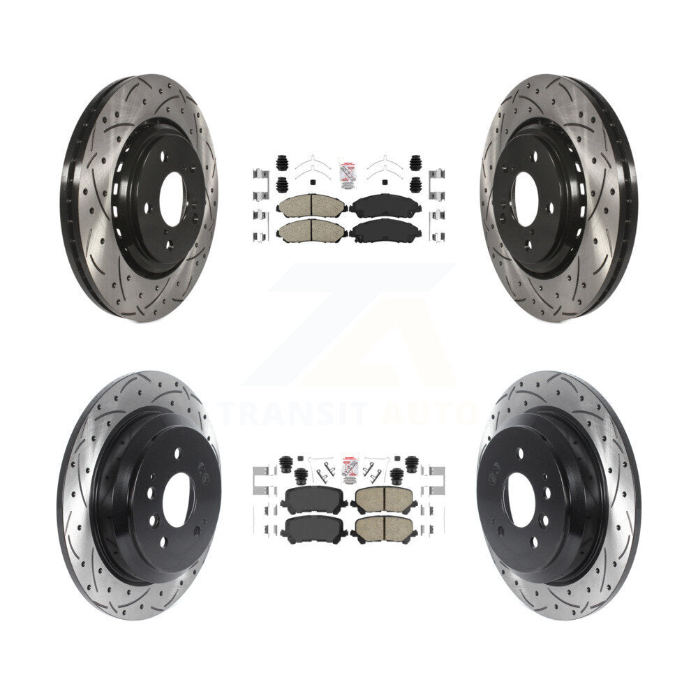 Front Rear Ceramic Pad Coated Drilled Slot Disc Brake Rotor Kit For Honda Pilot Ridgeline KDA-101755