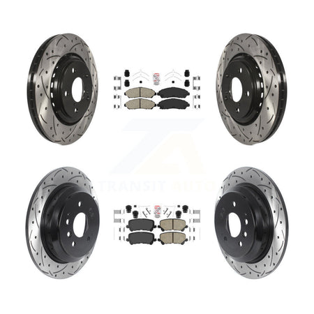 Front Rear Ceramic Pad Coated Drilled Slot Disc Brake Rotor Kit For Honda Pilot Ridgeline KDA-101755