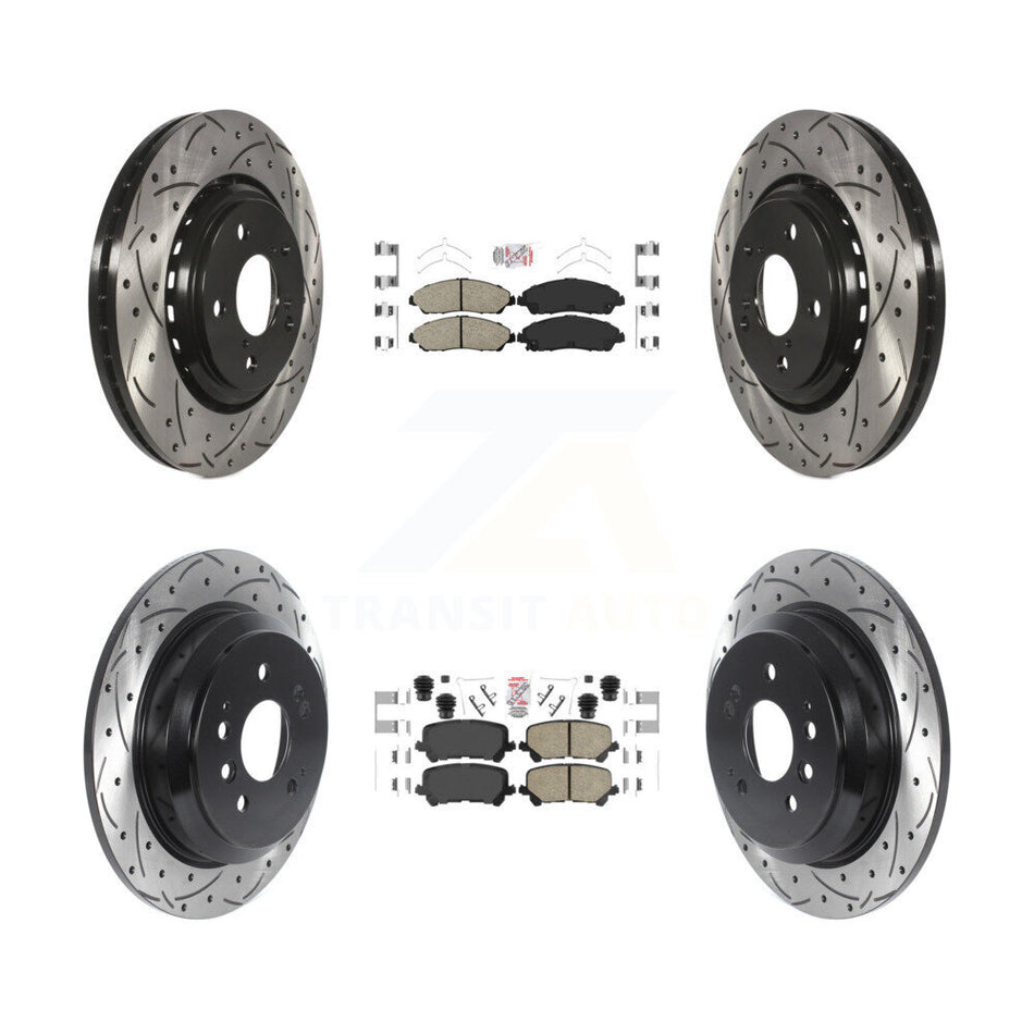 Front Rear Ceramic Pad Coated Drilled Slot Disc Brake Rotor Kit For Honda Pilot Ridgeline KDA-101757