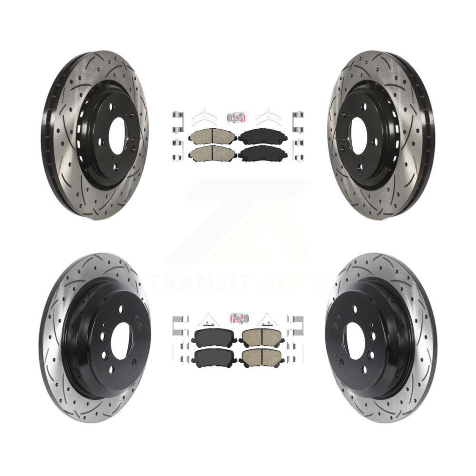 Front Rear Ceramic Pad Coated Drilled Slot Disc Brake Rotor Kit For Honda Pilot Ridgeline KDA-101758