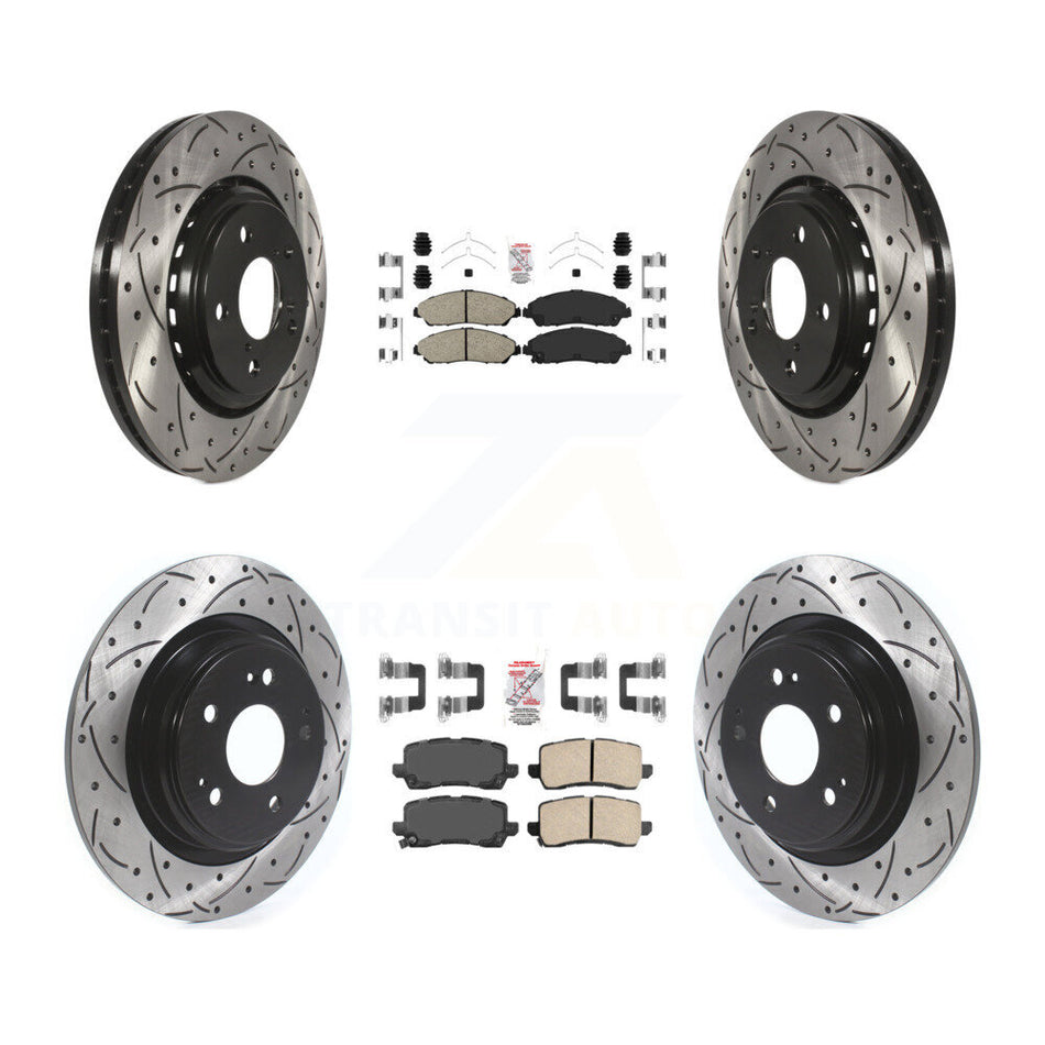 Front Rear Ceramic Pads And Coated Drilled Slotted Disc Brake Rotors Kit For Acura MDX KDA-101760