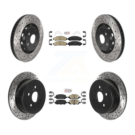 Front Rear Ceramic Pad Coated Drill Slot Disc Brake Rotors Kit For 2009-2016 Toyota Venza KDA-101763