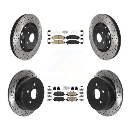 Front Rear Ceramic Pad Coated Drill Slot Disc Brake Rotors Kit For 2009-2016 Toyota Venza KDA-101764