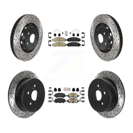 Front Rear Ceramic Pad Coated Drill Slot Disc Brake Rotors Kit For 2009-2016 Toyota Venza KDA-101766