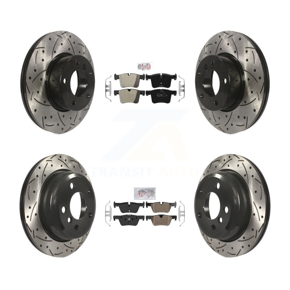 Front Rear Semi-Metallic Pad & Drilled Slot Disc Brake Rotor Kit For BMW 320i xDrive 328d KDA-101767