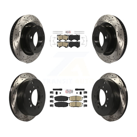 Front Rear Ceramic Pad Drilled Slot Brake Rotor Kit For Toyota Tundra Sequoia Lexus LX570 KDA-101771