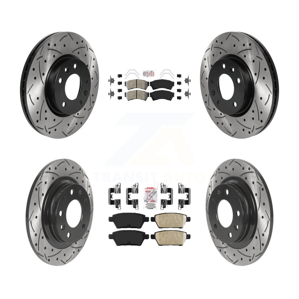 Front Semi-Metallic Rear Ceramic Pad Drilled Slot Brake Rotor Kit For Ford Fusion Mazda 6 KDA-101773