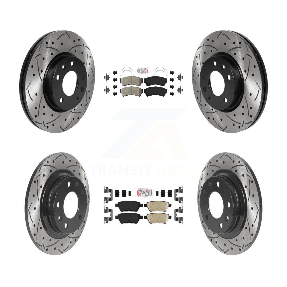 Front Semi-Metallic Rear Ceramic Pad Drilled Slot Brake Rotor Kit For Ford Fusion Mazda 6 KDA-101774