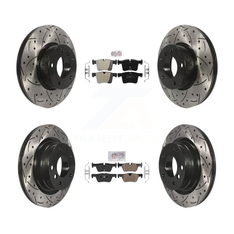 Front Rear Semi-Metallic Pad & Coated Drilled Slot Disc Brake Rotor Kit For BMW 320i 328d KDA-101776
