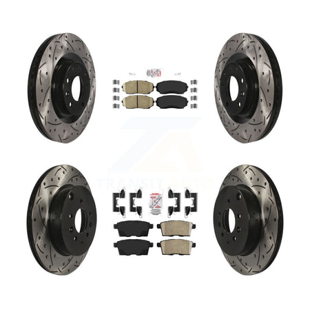 Front Rear Ceramic Pad Coated Drilled Slot Disc Brake Rotors Kit For 2007-2015 Mazda CX-9 KDA-101783