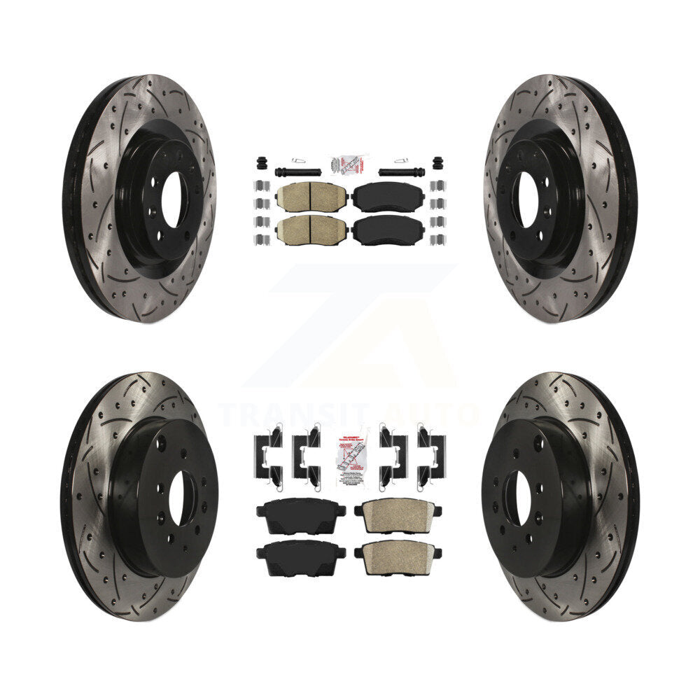 Front Rear Ceramic Pad Coated Drilled Slot Disc Brake Rotors Kit For 2007-2015 Mazda CX-9 KDA-101785