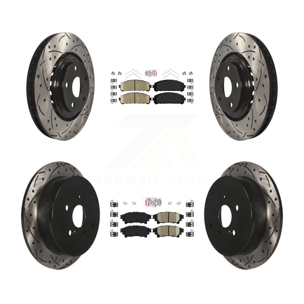 Front Rear Ceramic Pad Drill Slot Disc Brake Rotor Kit For Toyota Sienna Highlander Lexus KDA-101801