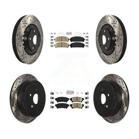 Front Rear Ceramic Pad Drill Slot Disc Brake Rotor Kit For Toyota Sienna Highlander Lexus KDA-101801
