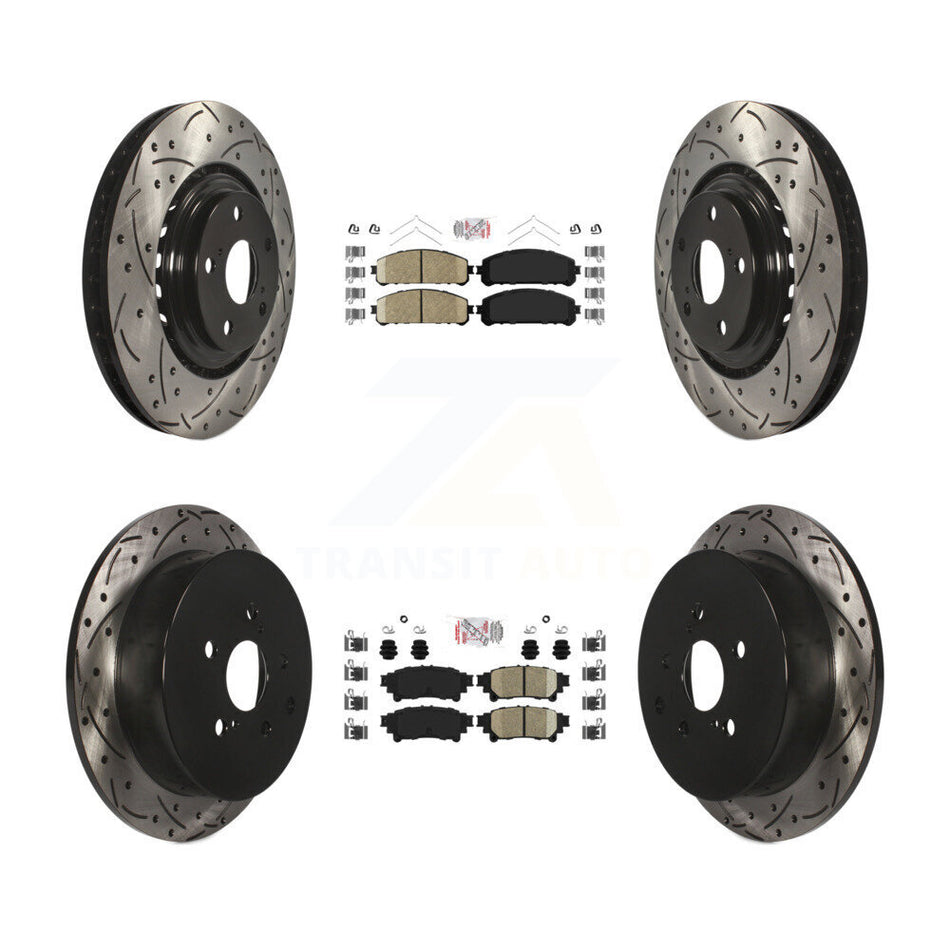 Front Rear Ceramic Pad Drill Slot Disc Brake Rotor Kit For Toyota Sienna Highlander Lexus KDA-101802