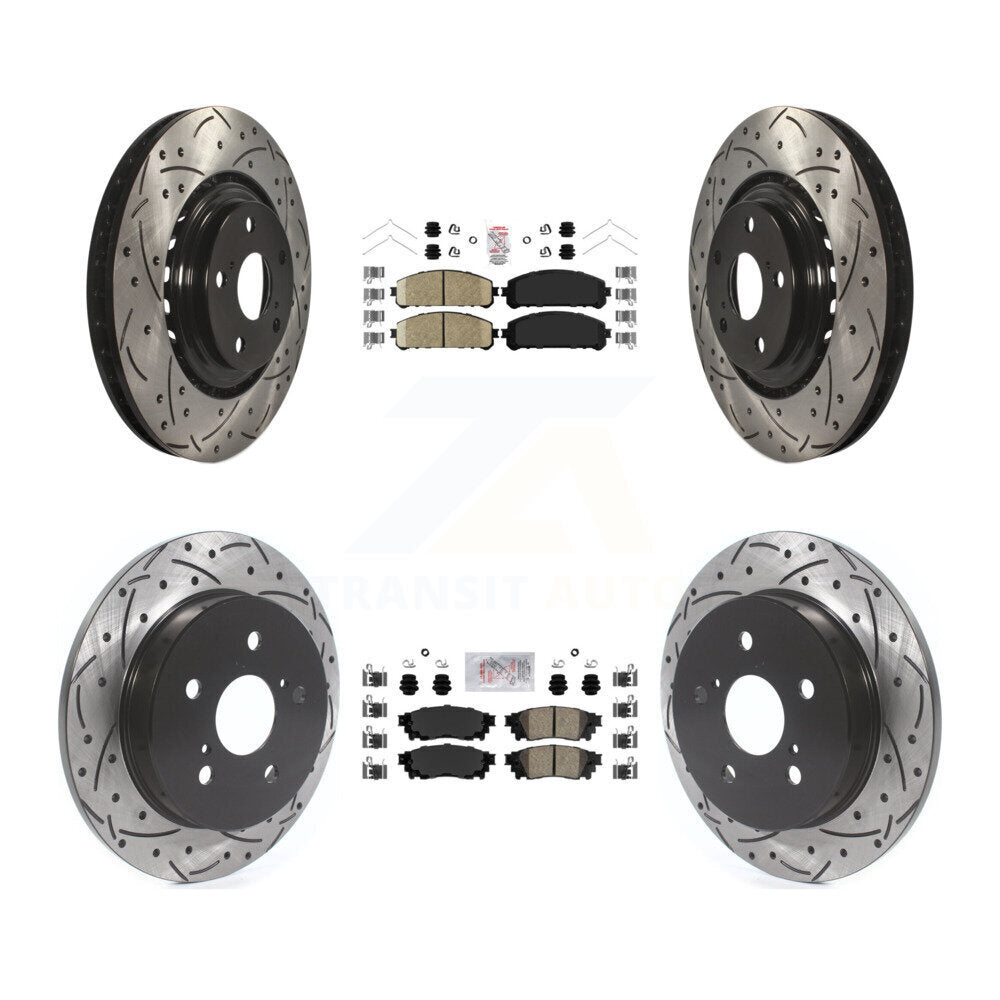 Front Rear Ceramic Pad Coat Drill Slot Disc Brake Rotor Kit For Lexus NX300 NX200t NX300h KDA-101803