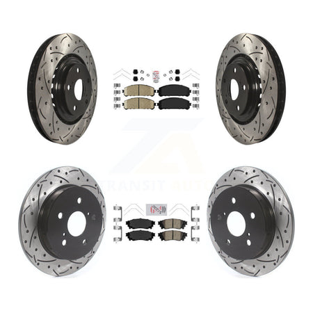 Front Rear Ceramic Pad Coat Drill Slot Disc Brake Rotor Kit For Lexus NX300 NX200t NX300h KDA-101804