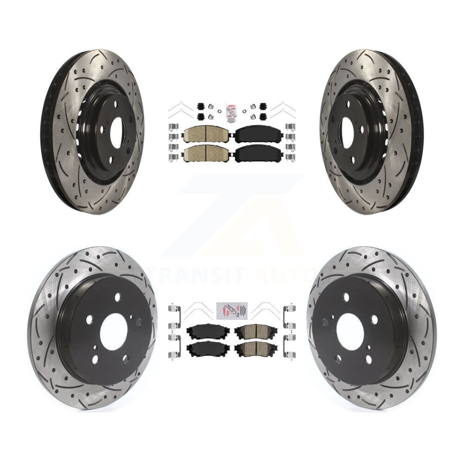 Front Rear Ceramic Pad Coat Drill Slot Disc Brake Rotor Kit For Lexus NX300 NX200t NX300h KDA-101804