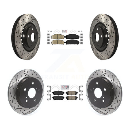 Front Rear Ceramic Pad Coat Drill Slot Disc Brake Rotor Kit For Lexus NX300 NX200t NX300h KDA-101806