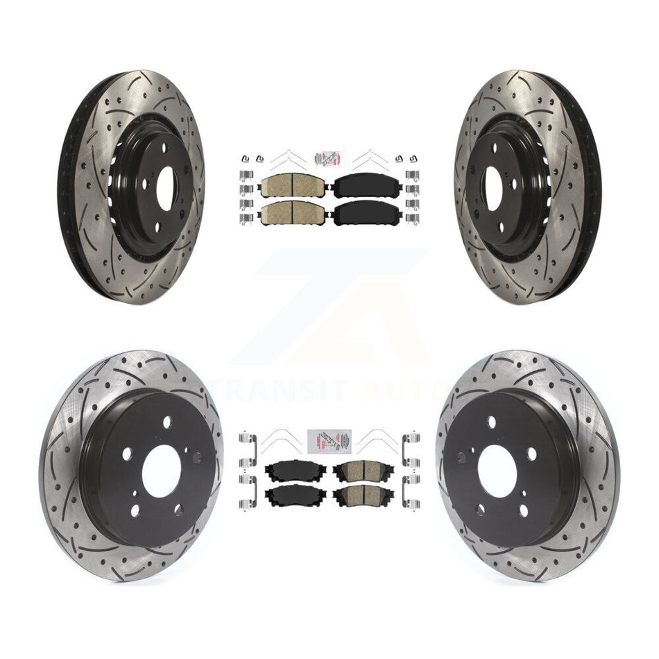 Front Rear Ceramic Pad Coat Drill Slot Disc Brake Rotor Kit For Lexus NX300 NX200t NX300h KDA-101806
