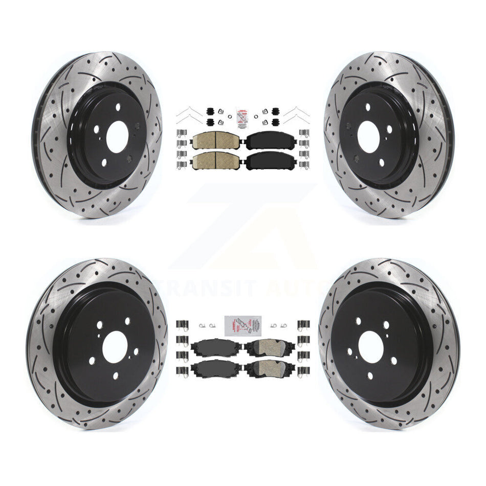 Front Rear Ceramic Pad Drilled Slot Brake Rotor Kit For Lexus RX350 RX450h RX350L RX450hL KDA-101812