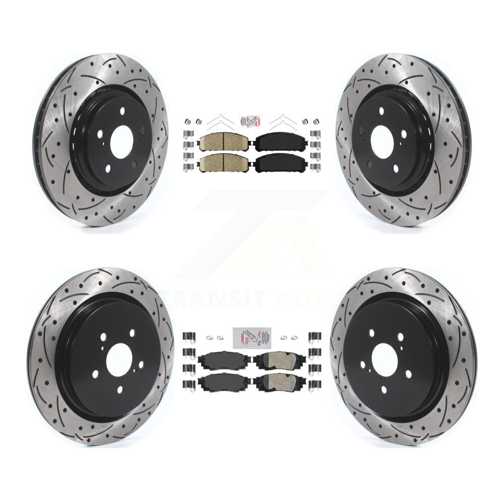Front Rear Ceramic Pad Drilled Slot Brake Rotor Kit For Lexus RX350 RX450h RX350L RX450hL KDA-101814