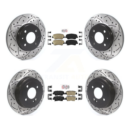 Front Rear Ceramic Pad Coated Drill Slot Disc Brake Rotors Kit For Hyundai Accent Kia Rio KDA-101815