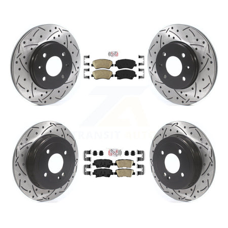 Front Rear Ceramic Pad Coated Drill Slot Disc Brake Rotors Kit For Hyundai Accent Kia Rio KDA-101816