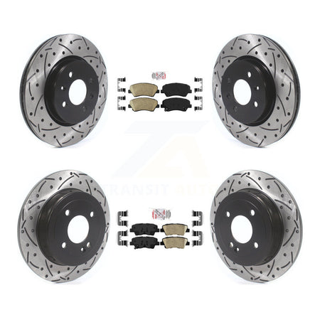 Front Rear Ceramic Pads And Coated Drilled Slotted Disc Brake Rotors Kit For Kia Rio KDA-101817