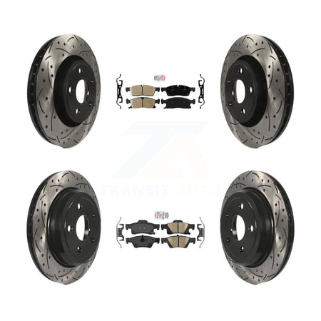 Front Rear Ceramic Pad Coated Drill Slot Disc Brake Rotors Kit For Jeep Grand Cherokee WK KDA-101818
