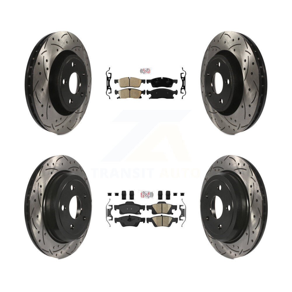 Front Rear Ceramic Pad Coated Drill Slot Disc Brake Rotors Kit For Jeep Grand Cherokee WK KDA-101819