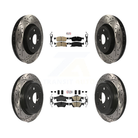 Front Rear Ceramic Pad Coated Drill Slot Disc Brake Rotors Kit For Jeep Grand Cherokee WK KDA-101819