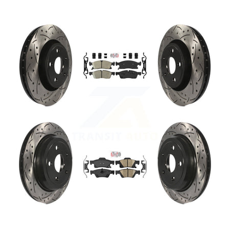 Front Rear Ceramic Pad Coated Drill Slot Disc Brake Rotors Kit For Jeep Grand Cherokee WK KDA-101822