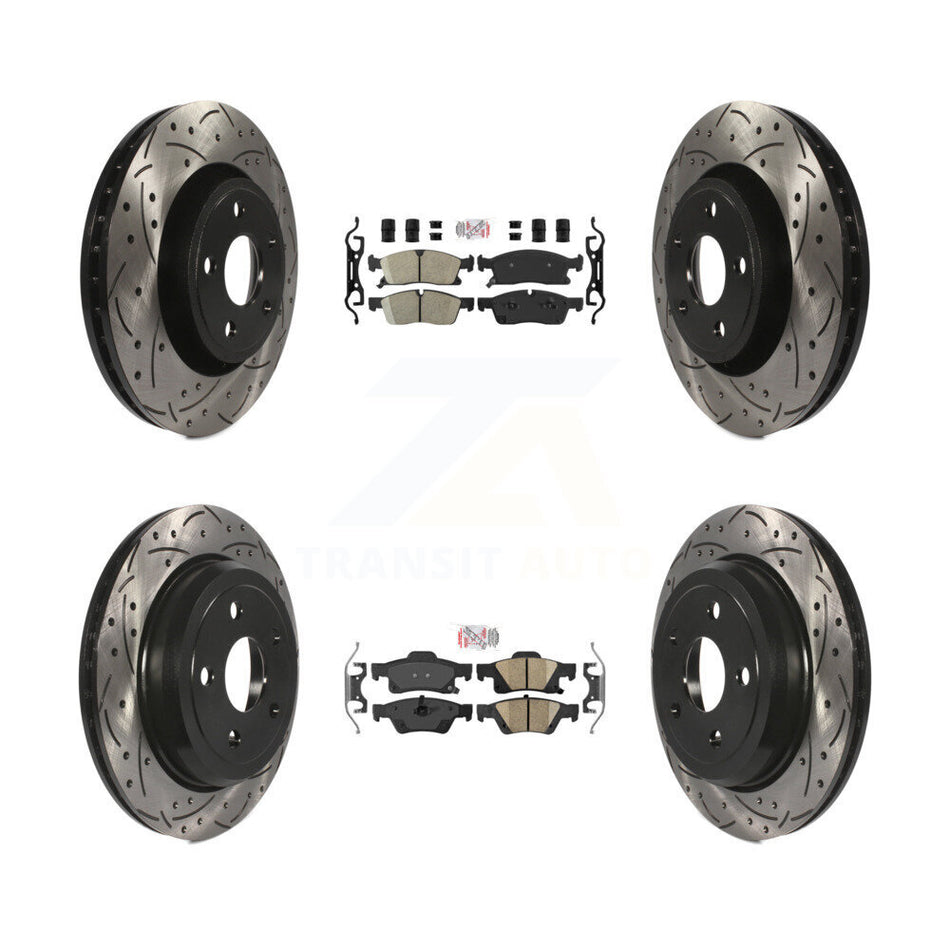 Front Rear Ceramic Pad Coated Drill Slot Disc Brake Rotors Kit For Jeep Grand Cherokee WK KDA-101822