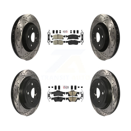 Front Rear Ceramic Pad Coated Drill Slot Disc Brake Rotors Kit For Jeep Grand Cherokee WK KDA-101823