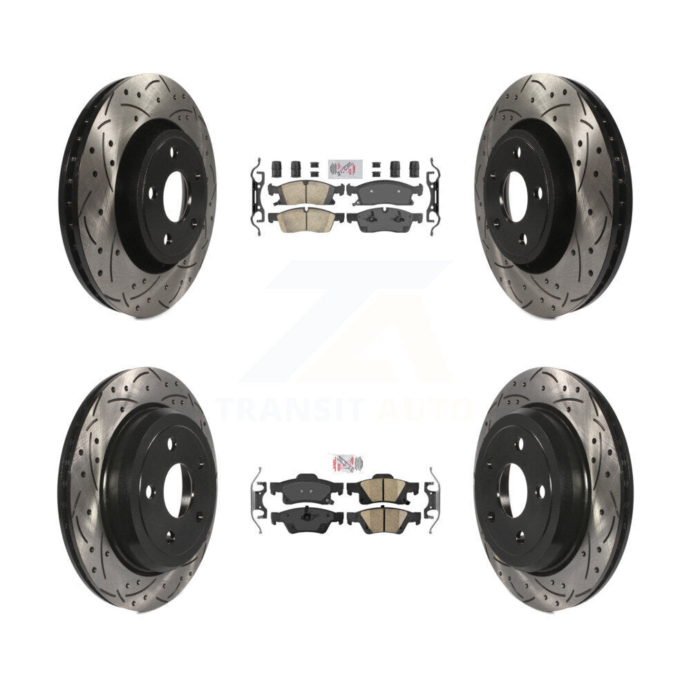 Front Rear Ceramic Pad Coated Drill Slot Disc Brake Rotors Kit For Jeep Grand Cherokee WK KDA-101826