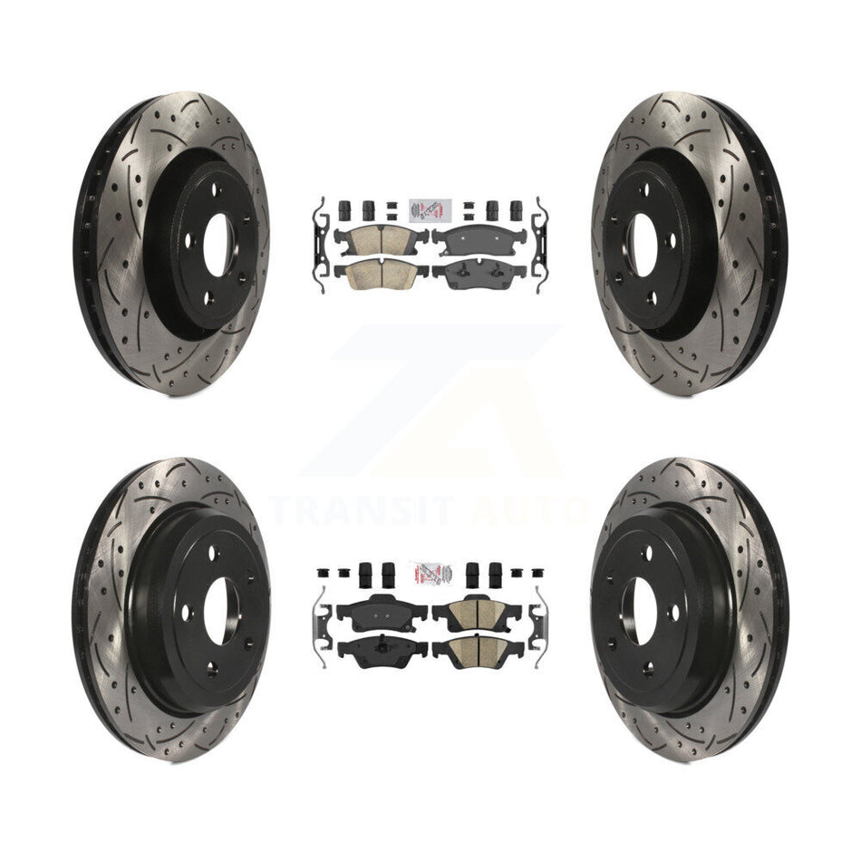 Front Rear Ceramic Pad Coated Drill Slot Disc Brake Rotors Kit For Jeep Grand Cherokee WK KDA-101827