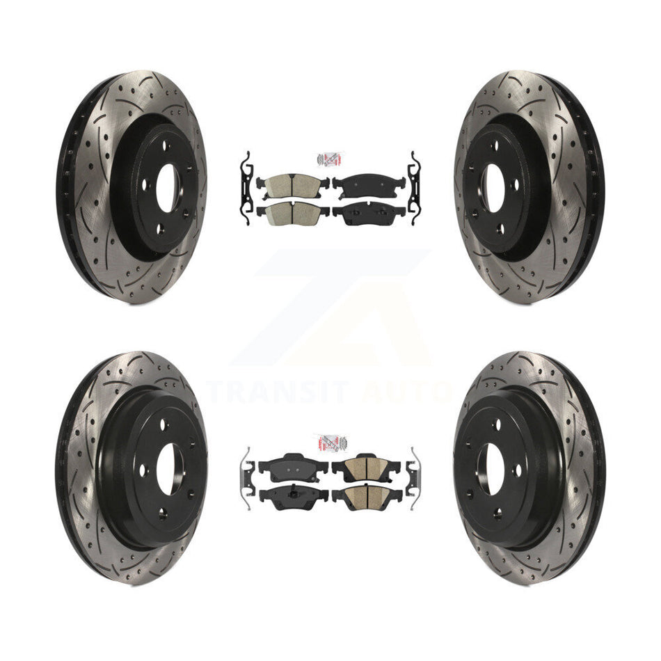 Front Rear Ceramic Pad Coated Drill Slot Disc Brake Rotors Kit For Jeep Grand Cherokee WK KDA-101830