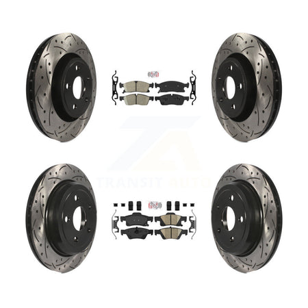 Front Rear Ceramic Pad Coated Drill Slot Disc Brake Rotors Kit For Jeep Grand Cherokee WK KDA-101831
